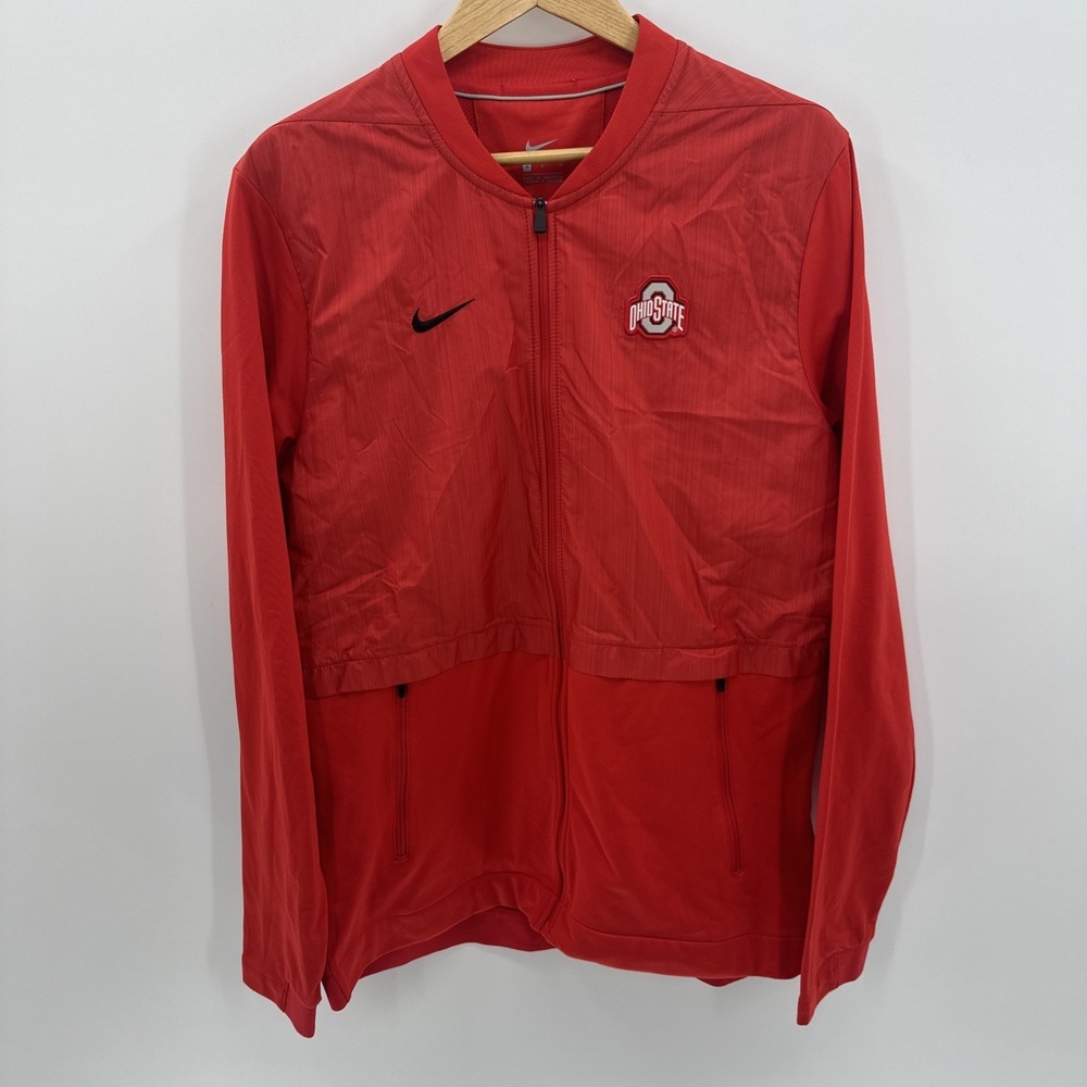Nike Ohio State Buckeyes‎ Windbreaker Rain Jacket Mens Size Medium Red Vented M